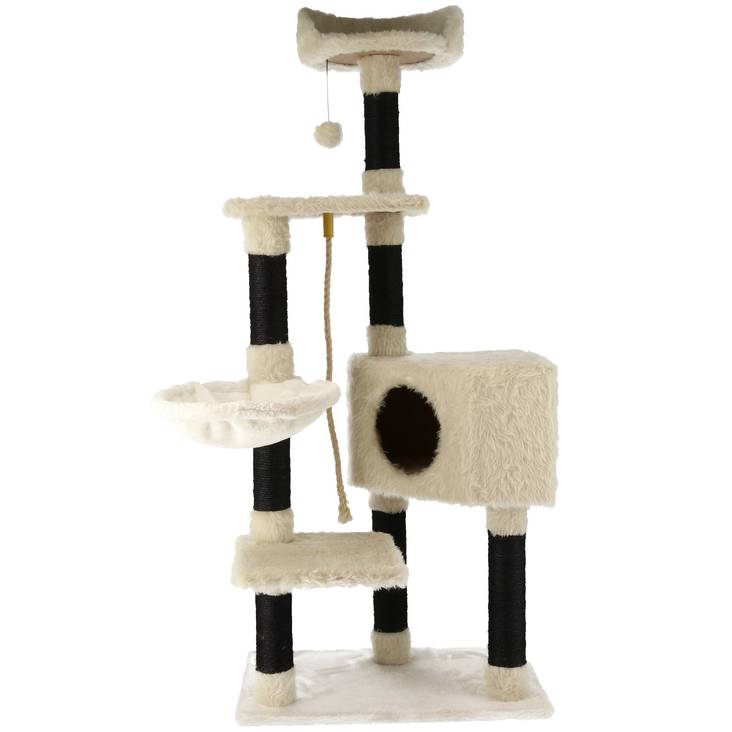 Dogman Kissan raapimapuu valkoinen/musta 139 x 60 x 36 cm - Kiipeily- ja raapimapuut - 4418 - 1