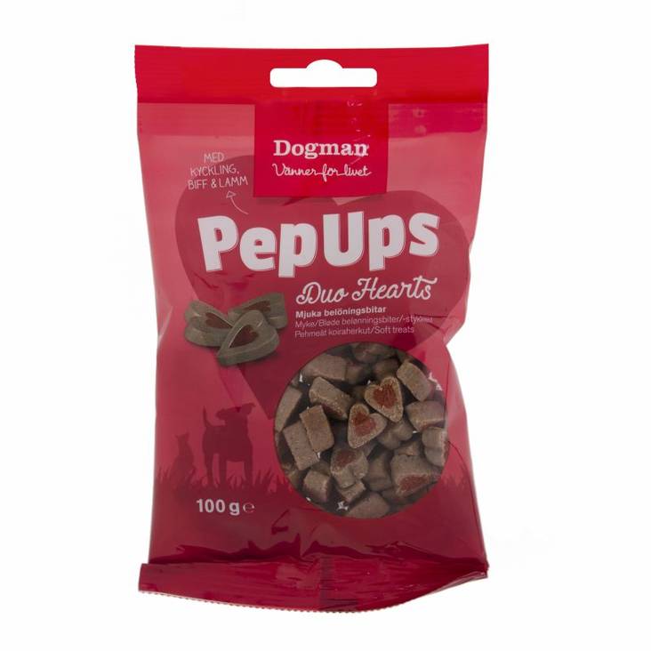 Dogman PepUps Duo hearts koiran makupalat 100 g - Koulutusherkut - 3668 - 1