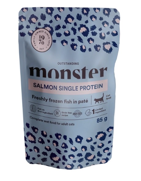 Monster Cat Adult lohi 85 g - Monster märkäruoat kissalle - 1608 - 1