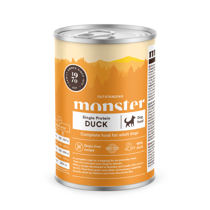 Monster Dog Single Protein Ankka märkäruoka 400 g - Monster - 3238 - 1