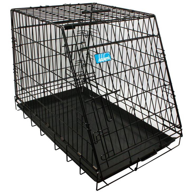 Musta koiran metallihäkki viisto 78 x 49 x 57cm - Koiran metallihäkit - 3648 - 1