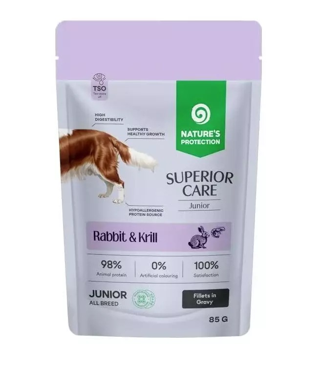 Superior Care Junior All Breed kani & krilli koiranpennun märkäruoka 85 g - Nature's Protection - 5778 - 1