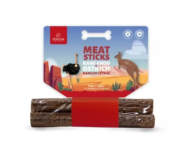 Pokusa Feel the Wild kenguru & strutsi lihatikut 4 kpl - Kuivatut herkut - 6158 - 1