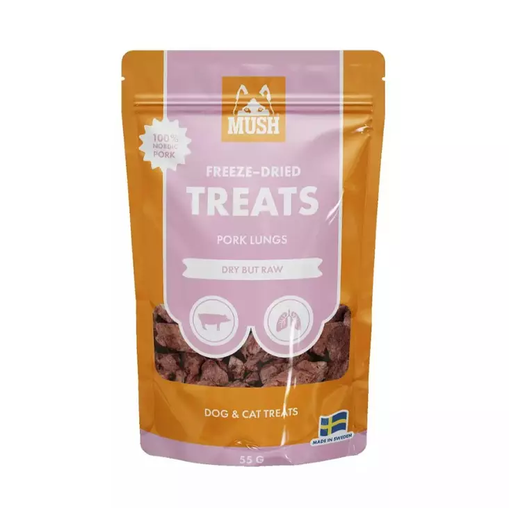 Mush Freeze-Dried Treat pork lung - pakastekuivattu possunkeuhko 45 g - Koulutusherkut - 3508 - 1