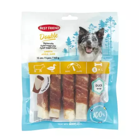 Best Friend Double täyterulla ankka 12 cm 5 kpl 160 g - Nahkaluut - 2549 - 1