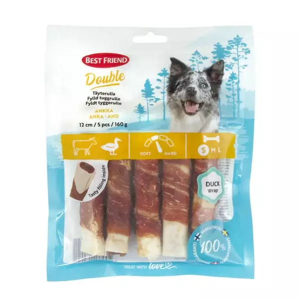 Best Friend Double täyterulla ankka 12 cm 5 kpl 160 g - Nahkaluut - 2549 - 1