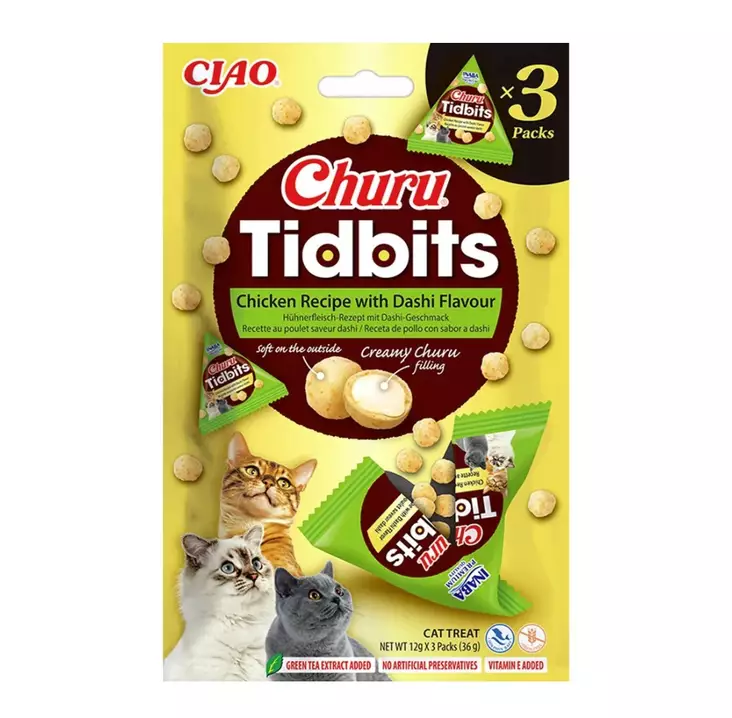 Churu Cat Tidbits Chicken with Dashi kissan makupalat kanalla 3 x 12 g - Makupalat ja herkut - 5639 - 1