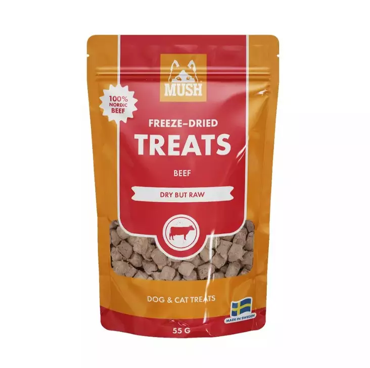 Mush Freeze-Dried Treat beef - pakastekuivattu nauta 55 g - Koulutusherkut - 3509 - 1