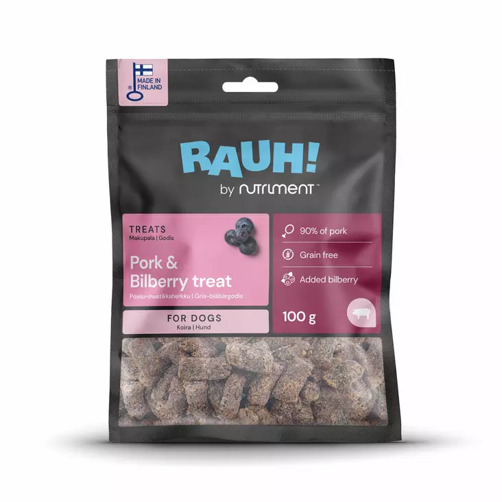 RAUH! Pork & Bilberry Treat 100 g - Koulutusherkut - 2709 - 1