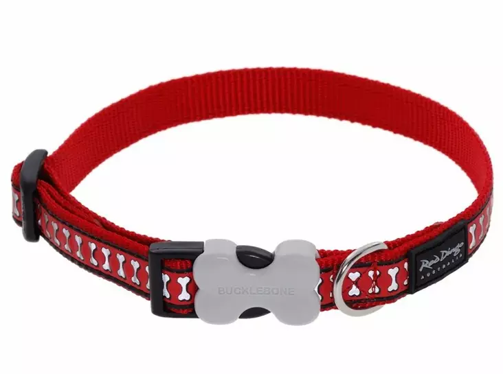 RedDingo Reflective heijastava kaulapanta luut punainen - Koiran tekstiilipannat - 5259 - 1